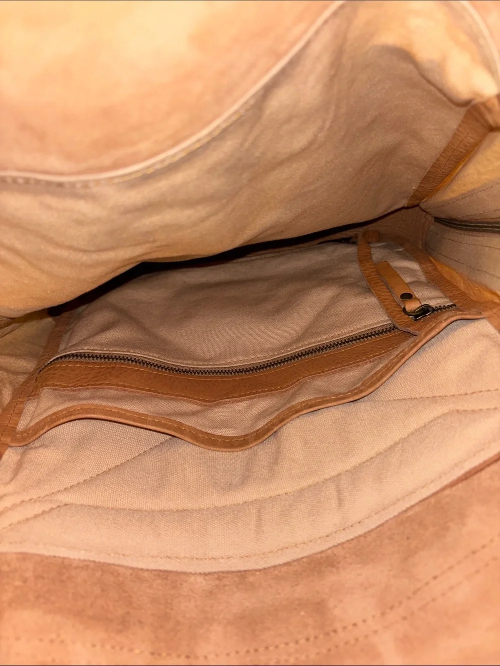 Canvas & Leather Two-Tone Tan Backpack